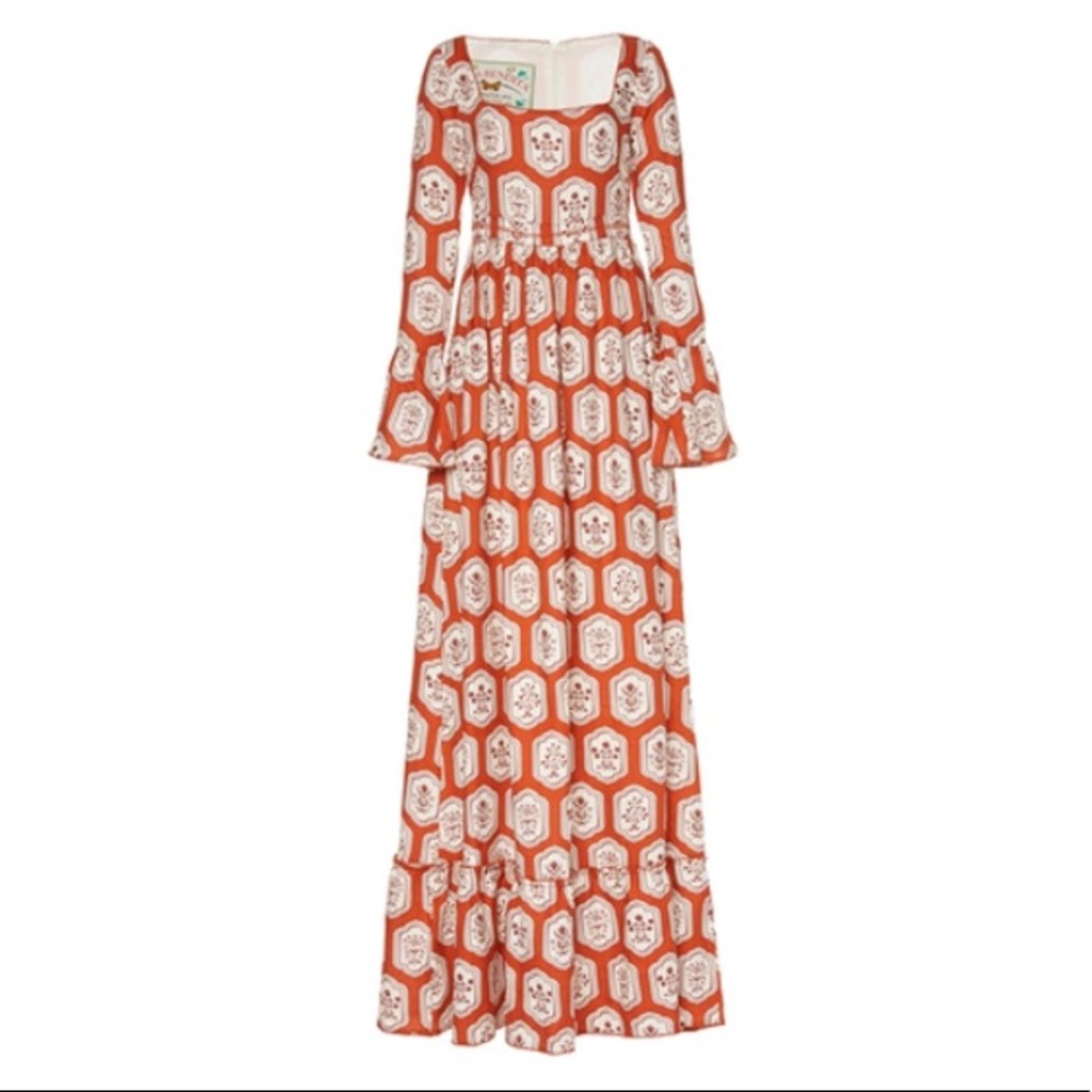 AGUA BENDITA CURUBA PRINTED LINEN MAXI DRESS